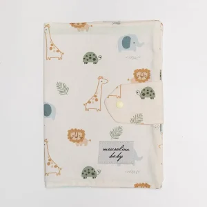 Θήκη βιβλιαρίου- Safari ζωάκια εκρού